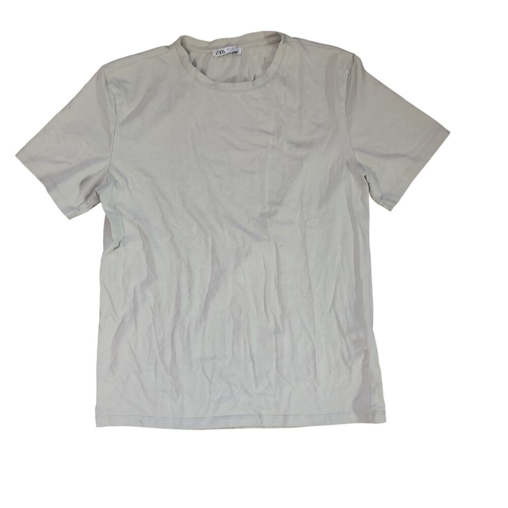 Zara Basic T Shirt Men’s Medium Off White Crewneck Casual